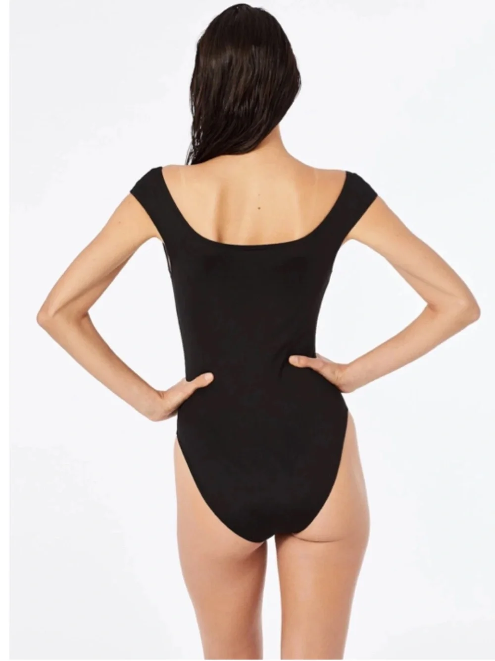 Caroline Constas Black One-Piece Swimsuit with White Bows